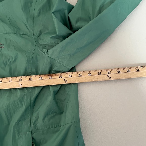 LL Bean Trail Model Rain Jacket Womens 1X Plus Green Hooded Windbreaker Full Zip - Picture 9 of 11